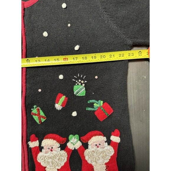 VTG‎ Tiara International Christmas Cardigan Full Zip Sweater Jacket 90s Santa - Picture 11 of 12
